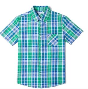 Kids Blue and Green Plaid Button Down Shirt